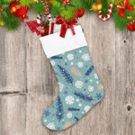 Beautiful Pine Leaf Star And Snowflake Illustration Christmas Stocking