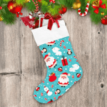Lovely Santa Claus Penguins And Other Christmas Attributes Christmas Stocking