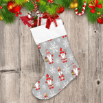 Doodle Cartoon Gnomes With Snowflakes Canday Canes And Lantern Christmas Stocking