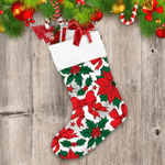 Christmas Vintage Design With Holly Red Poinsettia Andribbon Christmas Stocking