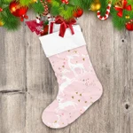 Christmas Winter With White Deers On Pink Christmas Stocking