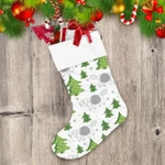 Christmas Winter Trees And Wolf Smiling Christmas Stocking