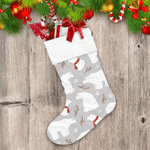 Theme Festival Party White Polar Bears And Holly Berries Christmas Stocking