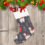 Lovely Llamas In Christmas Clothes Outline Pine Trees Christmas Stocking