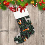 Forest Deer Fox Animals And Green Pine Twigs Christmas Stocking