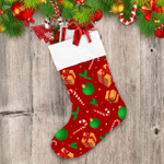 Christmas Candy Balls Yellow Gifts And Berries Christmas Stocking