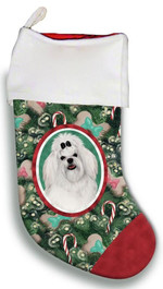 Nice Maltese Bow Canine Christmas Gift Christmas Stocking Candy Cane