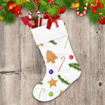 Colorful Christmas Balls Fir Branches Gingerbread Candy Christmas Stocking