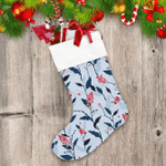 Enticing Seasonal Plants With Red Holly Berries Leaves Christmas Stocking