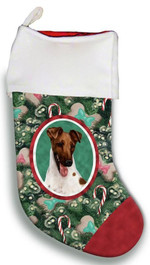 Beautiful Fox Terrier Christmas Stocking Christmas Gift Red And Green Tree Candy Cane