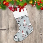 Theme Christmas Funny Penguins And Gnome Christmas Stocking