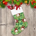 Christmas Santa Claus With Snow Flake And Holly Berry Christmas Stocking