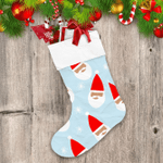 Happy Santa With Red Christmas Hat And Snowflake Christmas Stocking