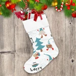 White And Blue Striped Gnomes Scandinavian Style Christmas Stocking