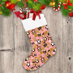 Christmas Winter With Penguins On Pink Background Christmas Stocking