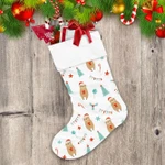Cute Sloths In Winter Clothing And Christmas Trees Christmas Stocking