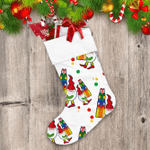 Stackled Colorful Gift Boxes And Gnomes Pattern Christmas Stocking