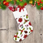 Holly Berries Chirtsmas Red Poinsettia And Cones Christmas Stocking
