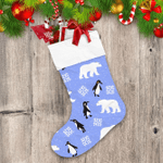 Theme Christmas Happiness Bears Penguins And Snowflakes Christmas Stocking