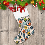 Hand Drawn Colored Dot With Nutcracker Mice And Ballet Dancer Christmas Stocking