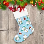 Christmas Snowman In Colorful Scarf With Stars Christmas Stocking