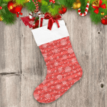 Pretty Icing Christmas Snowflakes On Red Striped Background Christmas Stocking