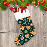 Christmas Gingerbread Men Dogs And Hearts Christmas Stocking