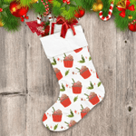Tree Branches And Red Cupcake Cream Frosting Illustration Christmas Stocking