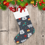 Cartoon Animals Sleeping Face And Bells Pair Pattern Christmas Stocking
