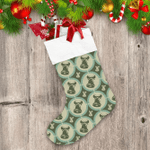 Modern Abstract Monochrome Green Bells In Circle Christmas Stocking