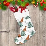 Christmas Trees Red Fox And White Rabbit Christmas Stocking