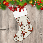Merry Xmas Santa Claus And Snowflake Art Design Christmas Stocking