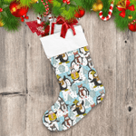 Christmas Cute Cartoon Penguins And Pine Tree Christmas Stocking