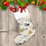 Winter Christmas Style Cartoon Mountain With White Clouds Christmas Stocking