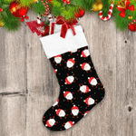 Black Theme Christmas Pattern With Red Hat Gnomes Christmas Stocking