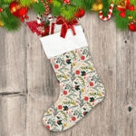 Christmas Holiday Floral On Brown Background Christmas Stocking