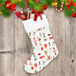 Merry Christmas With Surprise Gift Boxes Dog And Snow Ball Christmas Stocking