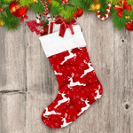 Christmas Reindeer Snowflakes Red And White Christmas Stocking