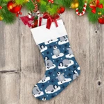 Cartoon Cute Penguin And Black Snowflakes Dream Night Christmas Stocking