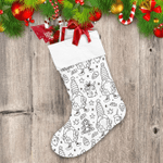 Cartoon Christmas Elements With Gnomes Gifts And Leaves Christmas Stocking