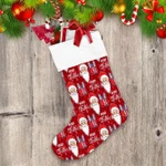 Santa Face And Gift Box On Red Background Christmas Design Christmas Stocking
