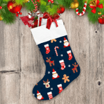 Red Socks Santa Claus Christmas Candy And Deer Christmas Stocking