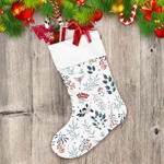 Seasonal Winter Plants With Red Berries And Tree Branches Christmas Stocking