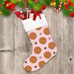 Cute Heart And Chocolate Cookies On Rose Backgrround Christmas Stocking