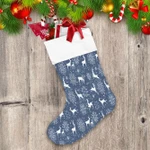 White Silhouette Gorgeous Deer And Snowflakes Pattern Christmas Stocking
