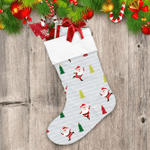 Funny Santa Claus And Ice Skating Pattern Christmas Holiday Christmas Stocking