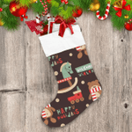 Cute Christmas Characters And Objects Wooden Toys Lettering Train Christmas Stocking