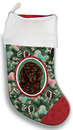 Chocolate Poodle Christmas Stocking Green And Red Candy Cane Tree Christmas Gift