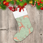 Christmas Winter With Deer And Gold Star Christmas Stocking