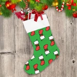 Christmas Red And White Socks On Green Background Christmas Stocking